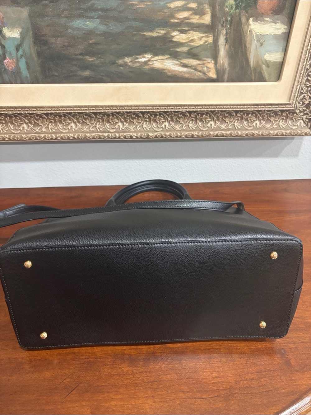 Ralph Lauren Black Pebbled Leather Satchel with Gold Tone Hardware - Picture 3 of 5